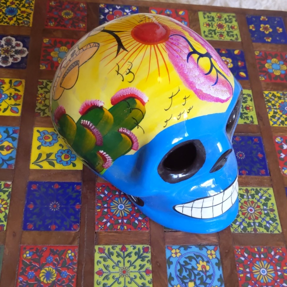 🌵💚Large Handpainted large Mexican Skull